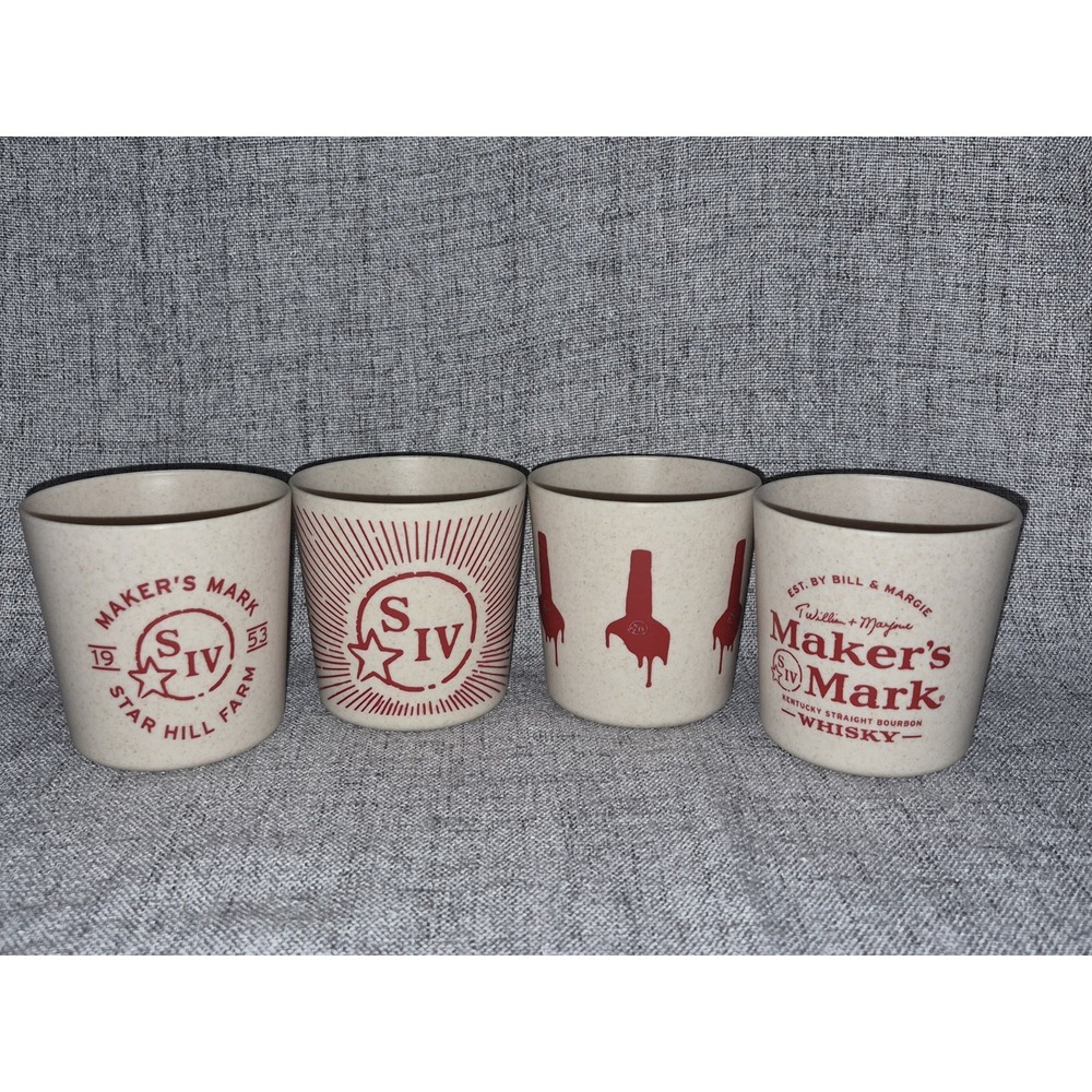 Maker's Mark Kentucky Bourbon Whisky 4 Drink Cocktail Cups Stackable Melamine